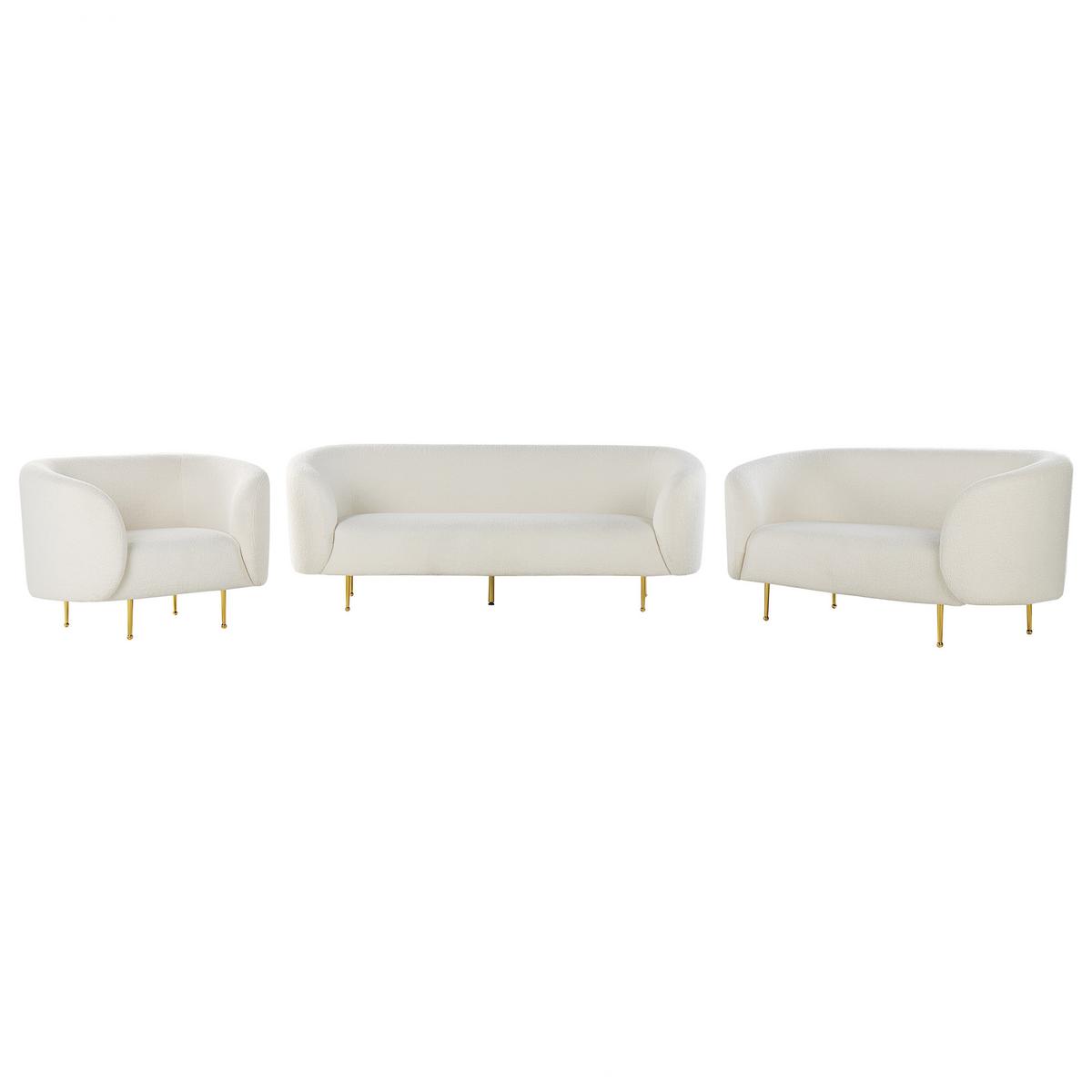 6-SITZER SOFA SET Bouclé Weiß Loen - Weiß, Textil (200/79/70cm) - Beliani
