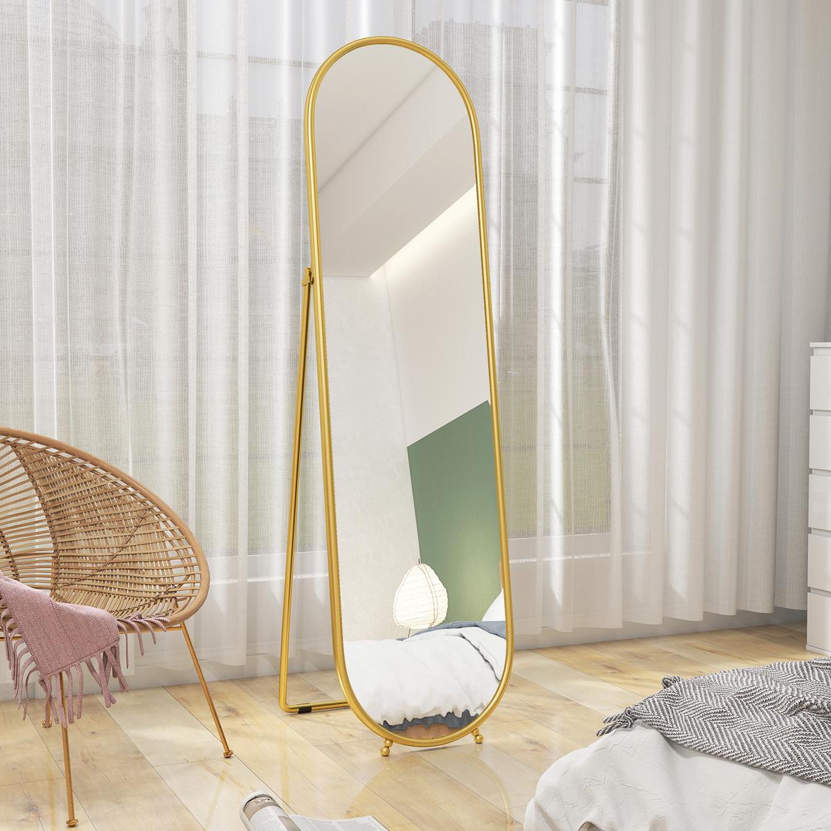 GANZKÖRPERSPIEGEL Metall Glas Gold - Goldfarben, Glas (4/180/50cm) - HOMCOM