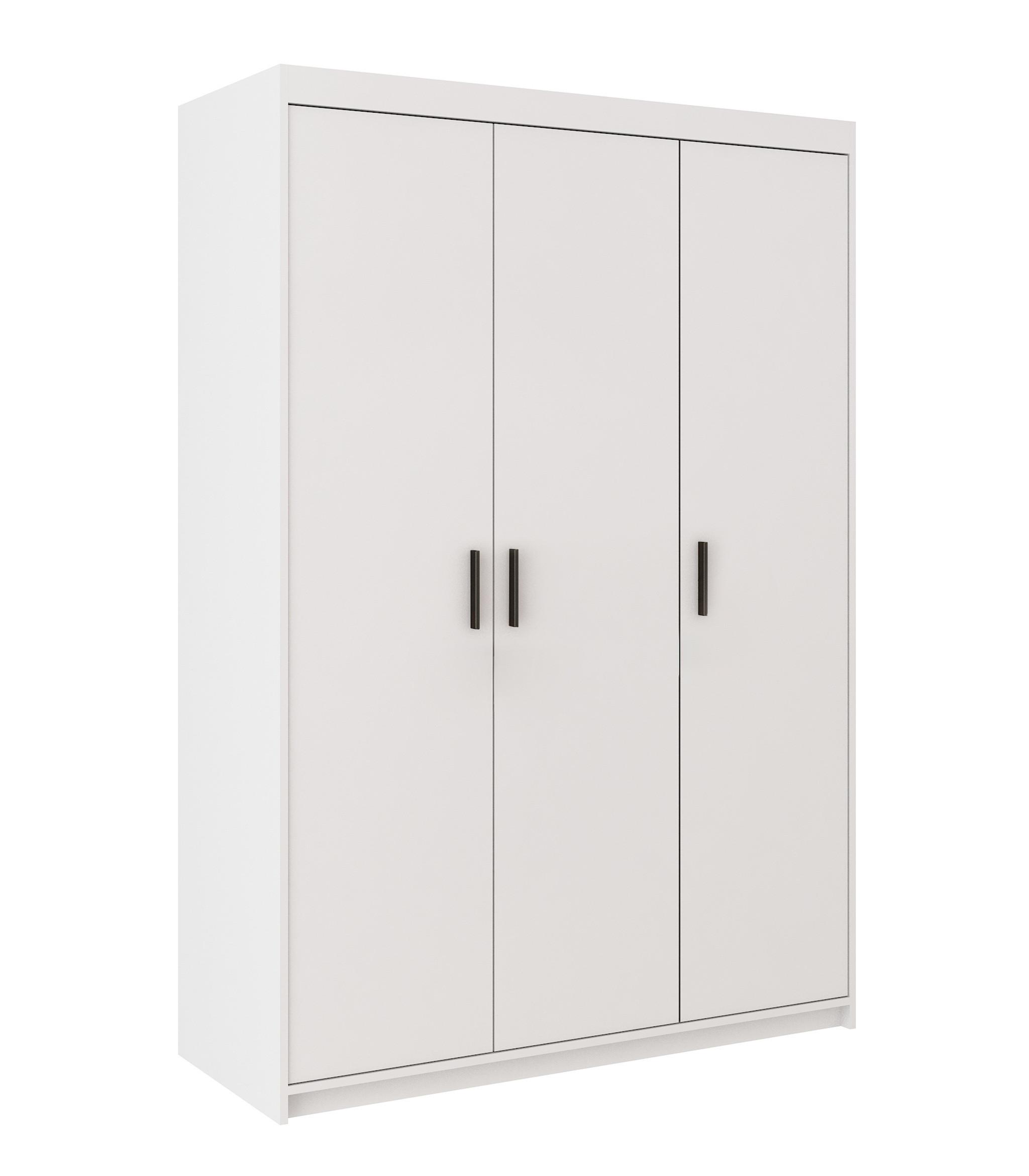 KLEIDERSCHRANK Storicos Weiß 133/190,5/53 cm - Modern 3-türig - Weiß, Holzwerkstoff/Kunststoff (133/190.5/53cm) - AX Living