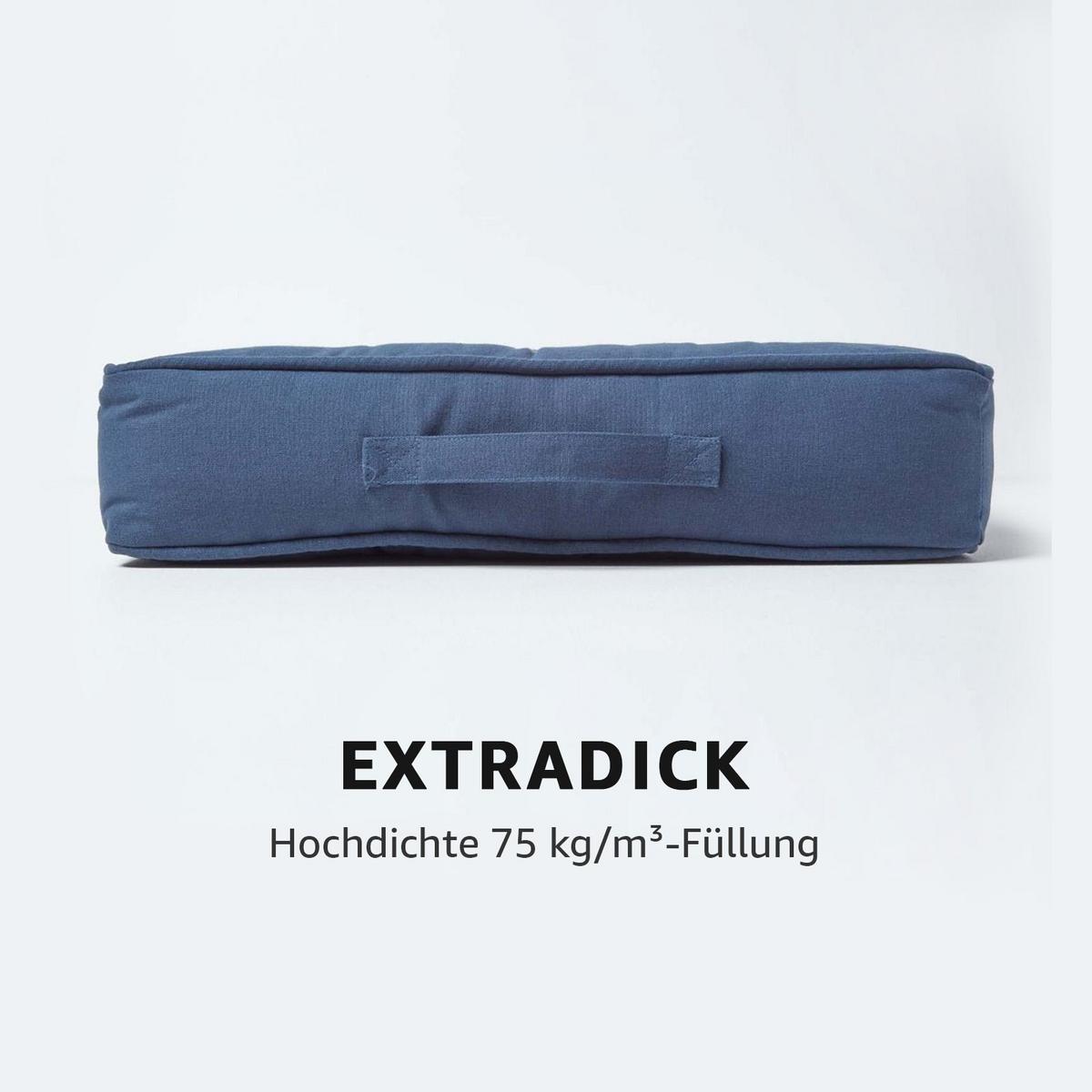SITZKISSEN dunkelblau 50/50/10 cm – Sesselkissen, Baumwolle - Dunkelblau, Textil (50/50/10cm) - Homescapes