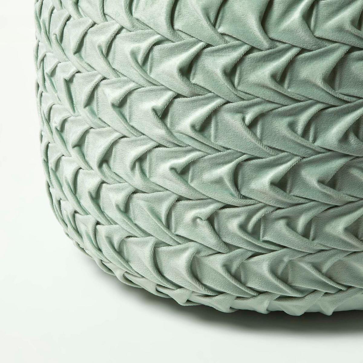 SAMT-POUF Grace grün, plissiert in Flechtoptik, 50/50/35 cm - Mintgrün, Textil (50/35/50cm) - Homescapes