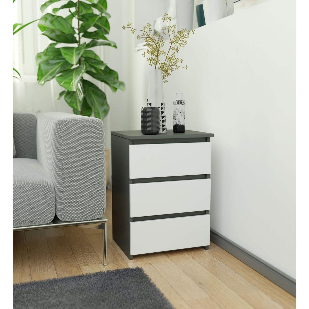 KOMMODE Graphit Grau, Weiß 57/40/35 - Weiß, Holzwerkstoff (40/57/35cm) - RAUMHIRSCH FURNITURE