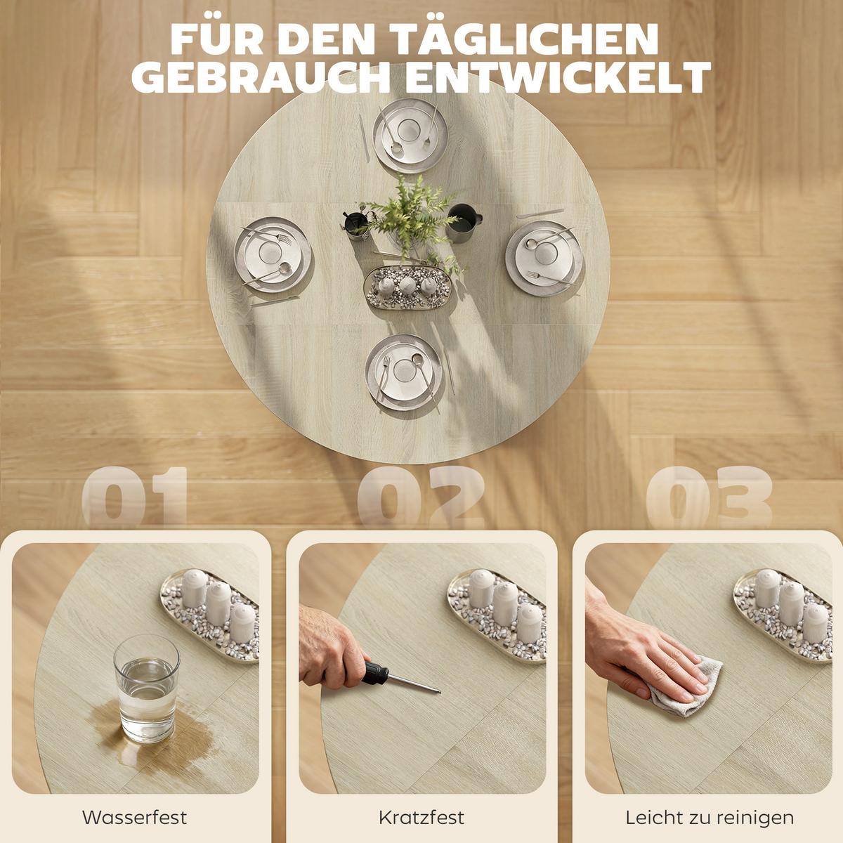 KLAPPTISCH Spanplatte Stahl Naturholz - Naturfarben, Holzwerkstoff (100/100/75cm) - HOMCOM