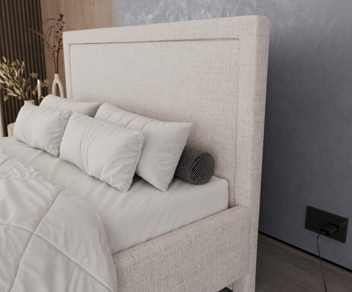 POLSTERBETT Vega 120/200 cm Hellbeige im Neve Stoff - Sandfarben/Naturfarben, Holz/Holzwerkstoff (120/200cm) - AltaBeds