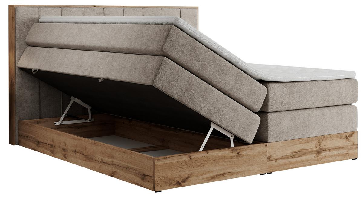BOXSPRINGBETT BELLISSIMO KING 140/200 Beige Struktur - H4 - Beige, Holz/Textil (140/200cm) - MKS