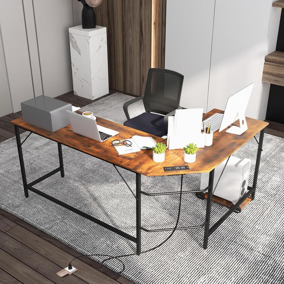COMPUTERTISCH Braun - Braun, Holzwerkstoff (50/168/74.5cm) - COSTWAY