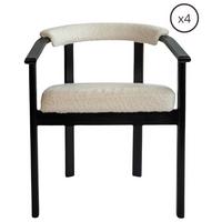 ESSZIMMERSTUHL KIRO 4er Set in Weiß Boucle mit schwarzen Buchenholzbeinen 56/55/73 cm - Schwarz/Weiß, Holz/Textil (58/72/47cm) - WFL GROUP