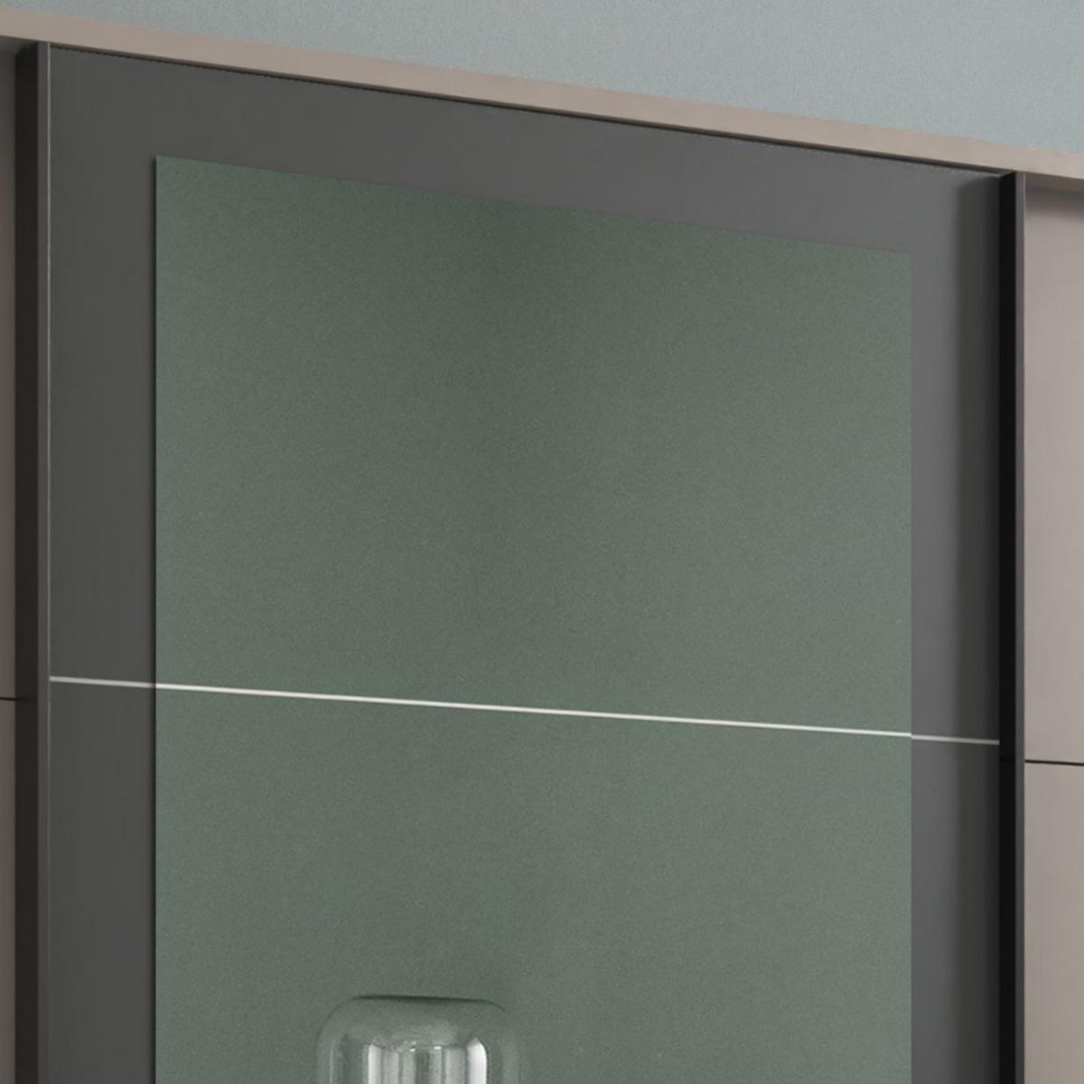 SCHWEBETÜRENSCHRANK 3-türig B273/H213/64 cm, Sandgrau mit Absetzungen in Grafit, Passepartout&Spiegel&Schubladen, Kleiderschrank inkl.Vollaus./ 22508 - Sandfarben/Blau, Holzwerkstoff/Metall (273/213/64cm) - luma-home
