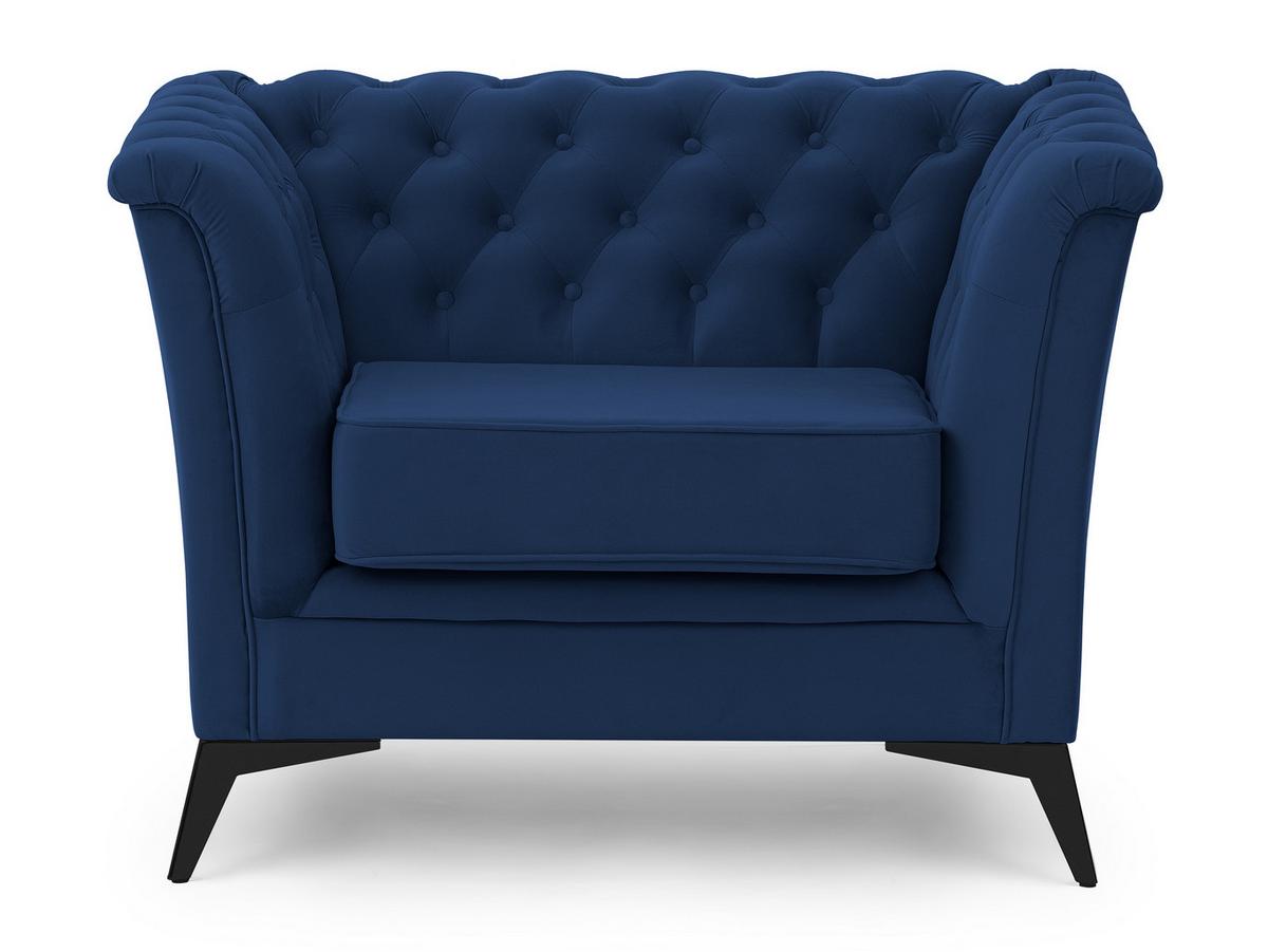 CHESTERFIELD-SESSEL Whitby Marineblau Samt mit schwarzen Füßen - Schwarz/Dunkelblau, Holz/Textil (116/78/82cm) - S-Style Möbel