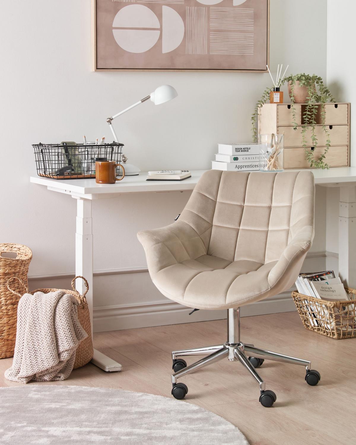 SCHREIBTISCHSTUHL Beige Labelle - Beige, Textil (54/81/54cm) - Beliani