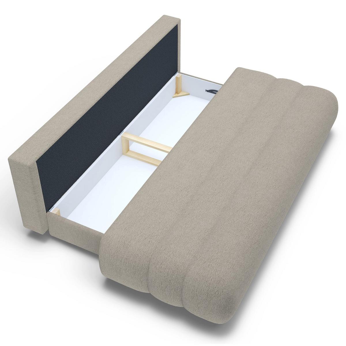 SCHLAFSOFA Arione 214 cm - Taupe/Schwarz, Kunststoff/Textil (214/74/104cm) - Selsey
