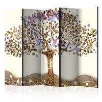 PARAVENT Akustik 5-tlg 225x172 cm Goldener Baum - Multicolor, Holz/Textil (225/172/3cm) - Muralo