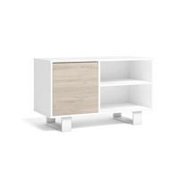 LOWBOARD, Gestell Weiß-Eiche, 95/40/57cm - Weiß/Naturfarben, Holzwerkstoff (95/57/40cm) - Skraut Home