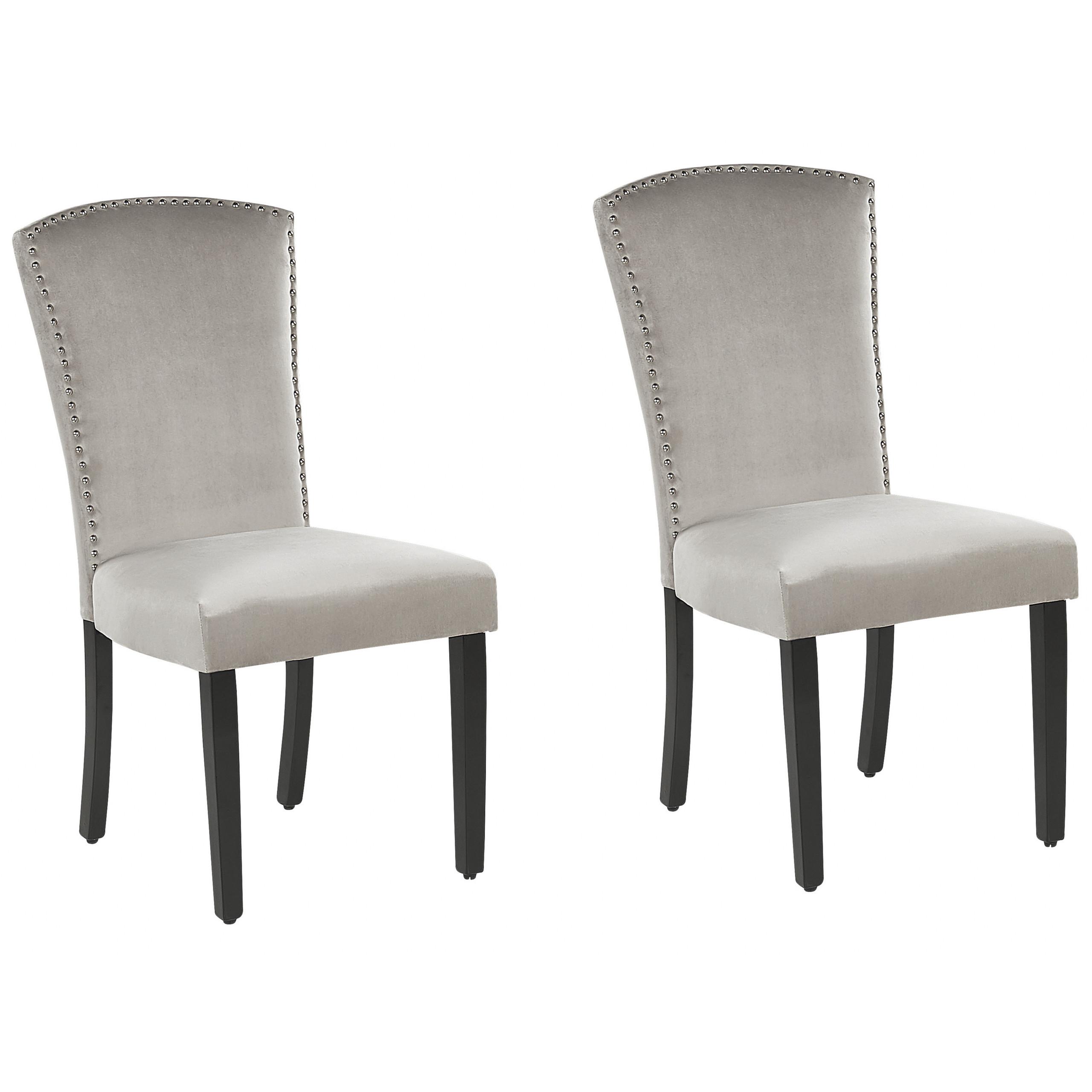 ESSZIMMERSTUHL 2er-Set Samtstoff Grau Piseco - Grau, Holz/Textil (48/97/62cm) - Beliani