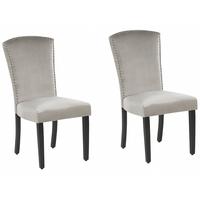 ESSZIMMERSTUHL 2er-Set Samtstoff Grau Piseco - Grau, Holz/Textil (48/97/62cm) - Beliani