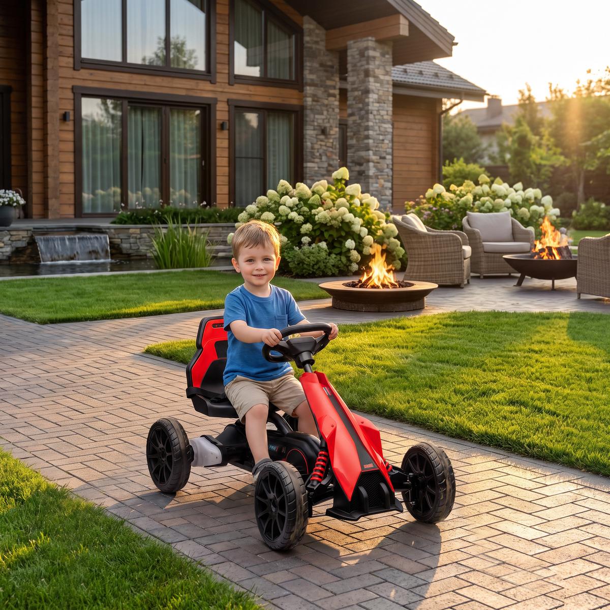 KINDER-ELEKTRO-GOKART Kunststoff Metall Rot - Rot, Kunststoff (100/58/58.5cm) - HOMCOM