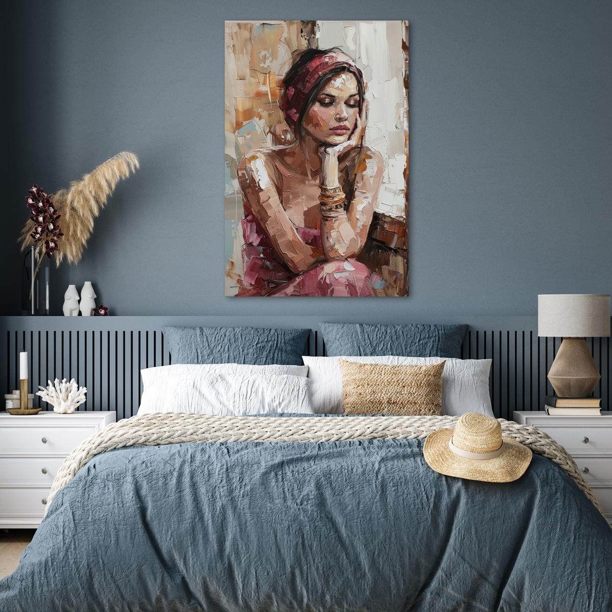 POSTER Frau - Lackierung - Porträt - Modern Wandbild Schlafzimmer 80x120 cm - Altrosa, Papier (80/120/0.1cm) - MuchoWow