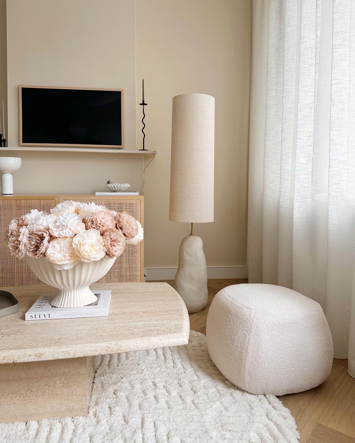 POUF Cremeweiß Barron - Weiß, Textil (50/33/50cm) - Beliani
