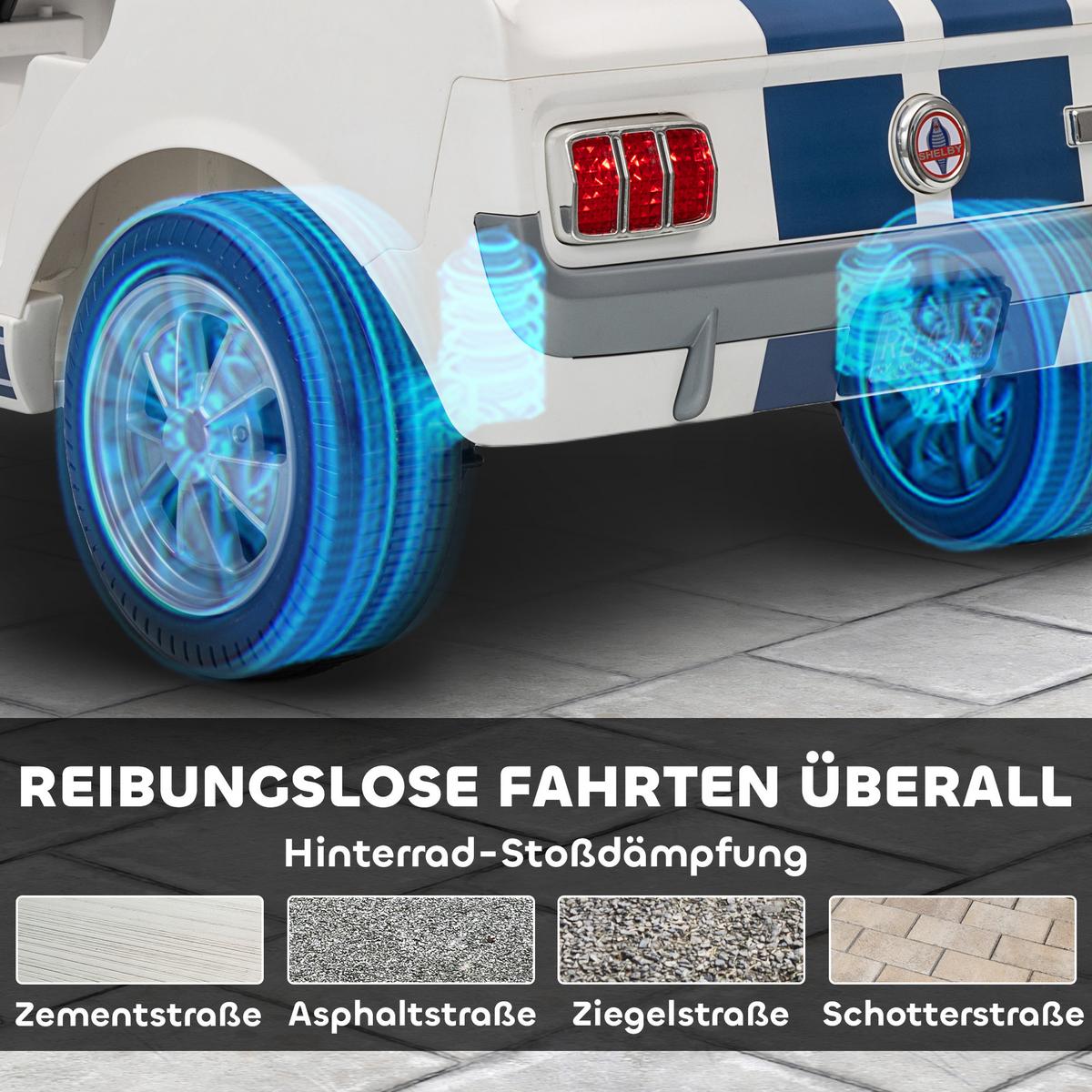 KINDER-ELEKTROAUTO 12V Kinderauto mit 2,4 GHz Fernbedienung, 2 Motor, Weiß - Weiß, Kunststoff (97/51.5/46.5cm) - AIYAPLAY