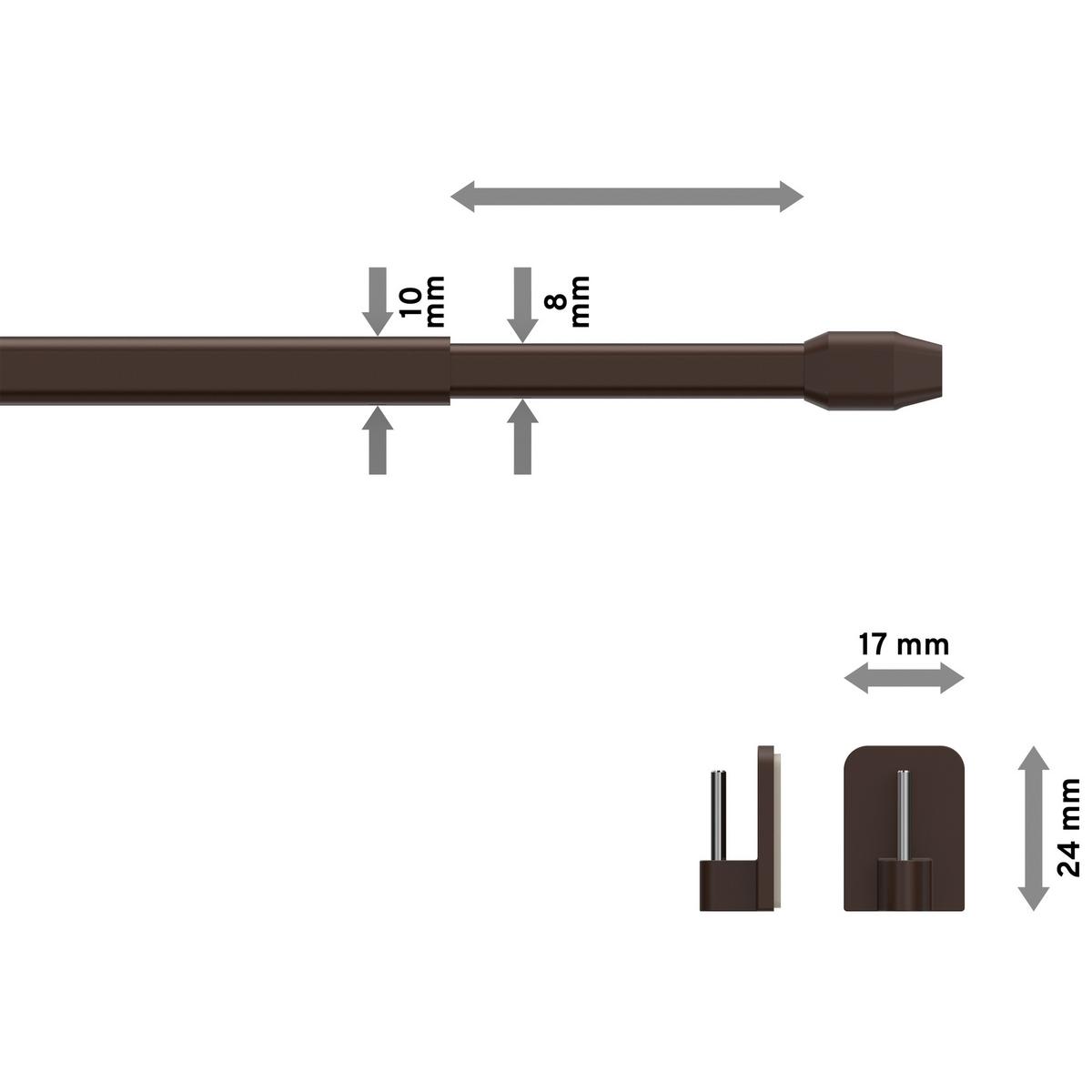 SCHEIBENSTANGEN / VITRAGESTANGEN MIT KLEBEHAKEN Geno 80-140 cm, oval, Braun, Packung 2 Stück - Braun, Kunststoff/Metall (1.2/2.4/140cm) - INTERDECO