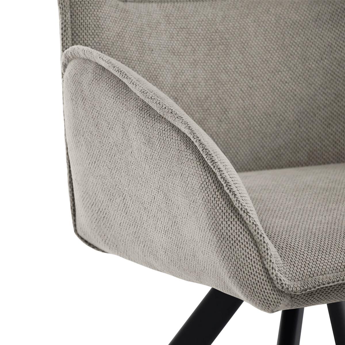 DREHSTUHL Zerra im Geflechtstoff mit Metallbeinen, Beige - Beige/Schwarz, Metall (55/87/46cm) - Beautysofa