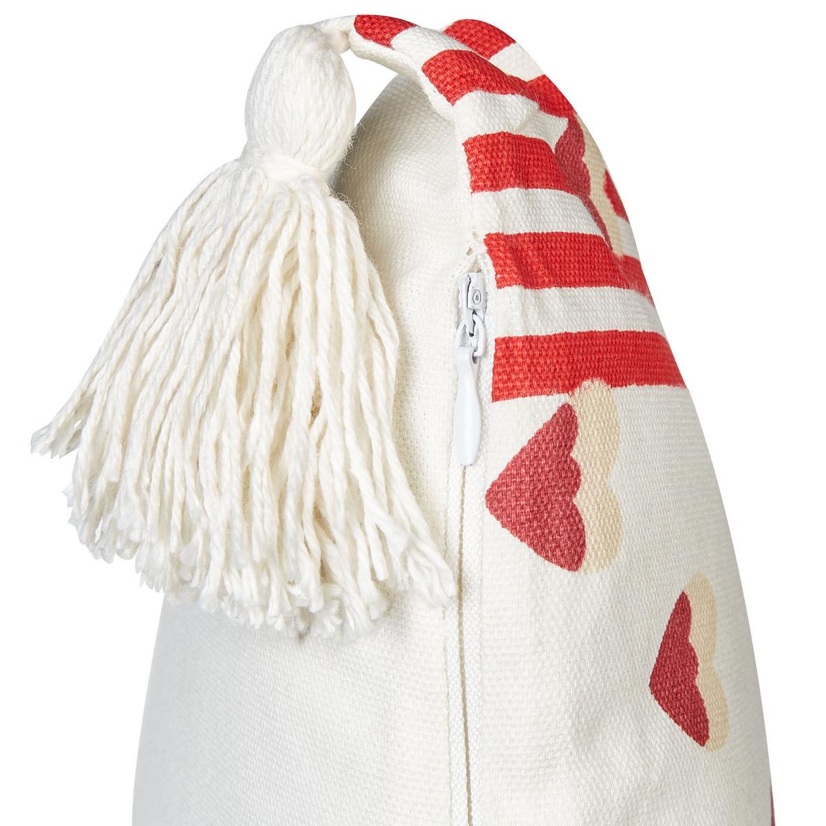 DEKOKISSEN 2er-Set Weiß 45/45 cm Banksia - Rot/Weiß, Textil (45/45cm) - Beliani