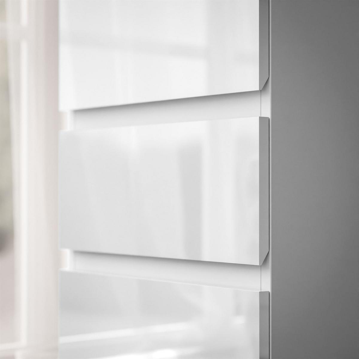 SCHMINKTISCH AURORA DOUBLE SILVER, weiß glänzend - Silberfarben/Weiß, Holzwerkstoff (156.8/79.2/55cm) - Lookway