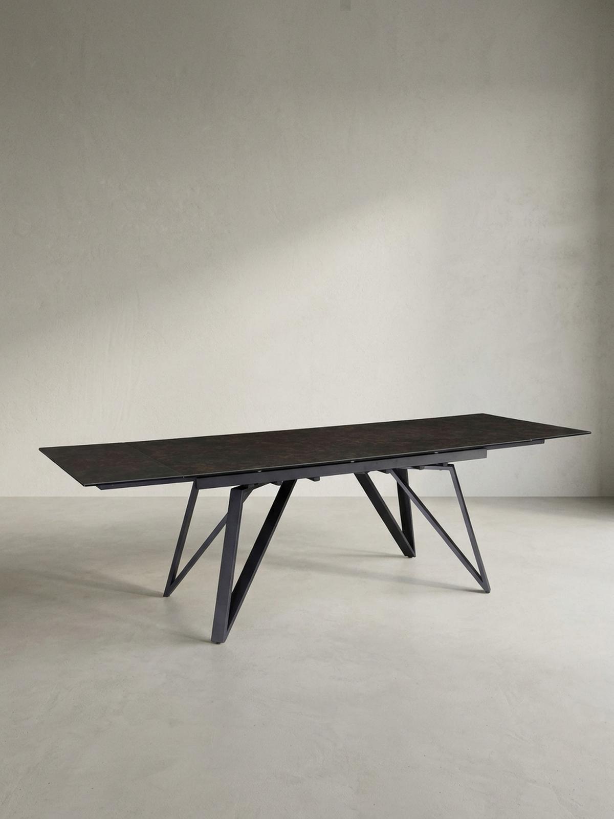 ESSTISCH Ausziehbar Keramik Glas Marmoroptik Rechteckig Groß, Schwarz 180x95x76 cm - Schwarz, Keramik/Metall (95/180/76cm) - KADIMA DESIGN