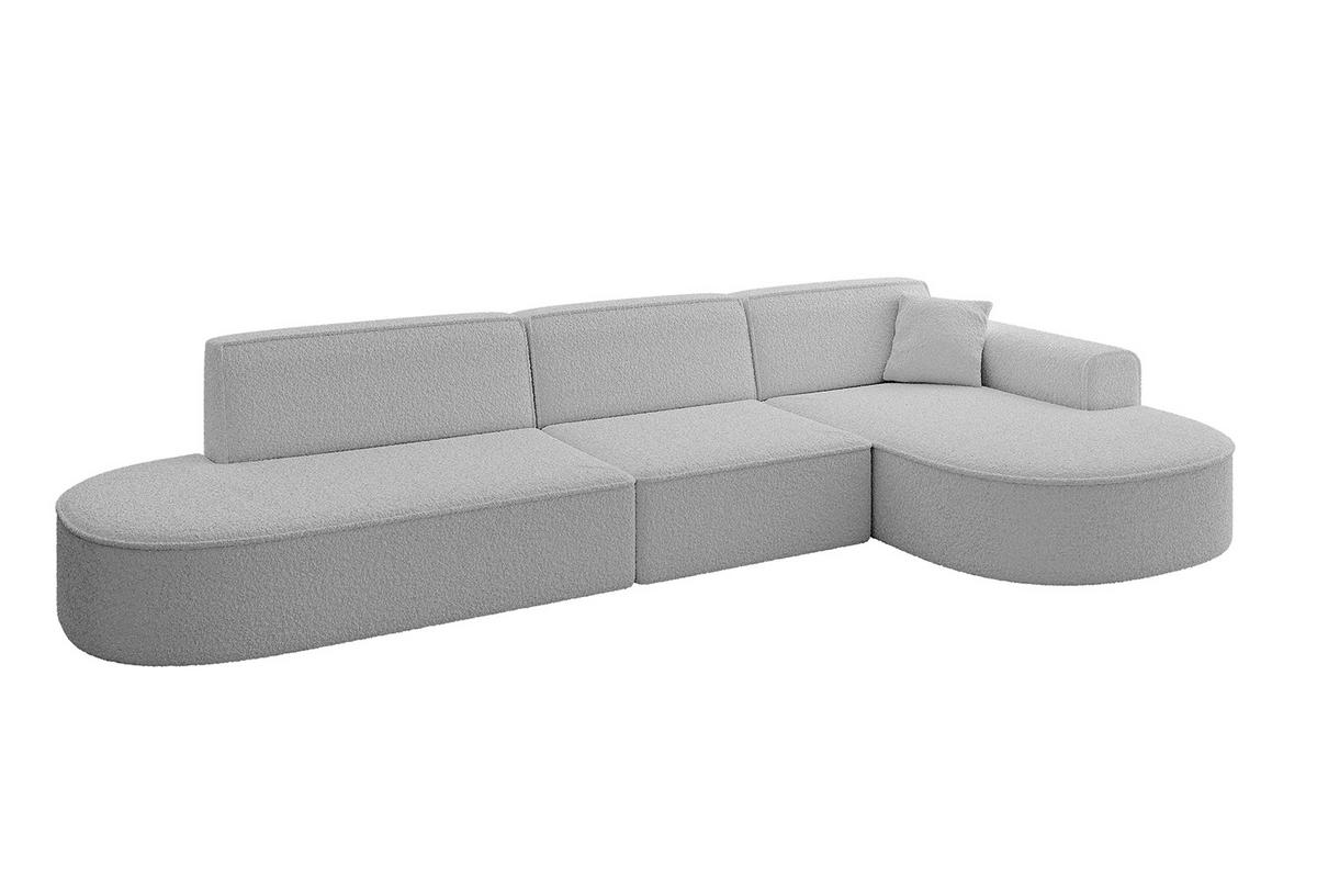 ECKSOFA Ottomane Rechts MARI-L2 - 328x171x79 cm Hellgrau Bouclé - Hellgrau/Schwarz, Holzwerkstoff/Kunststoff (171/328cm) - ALTDECOR