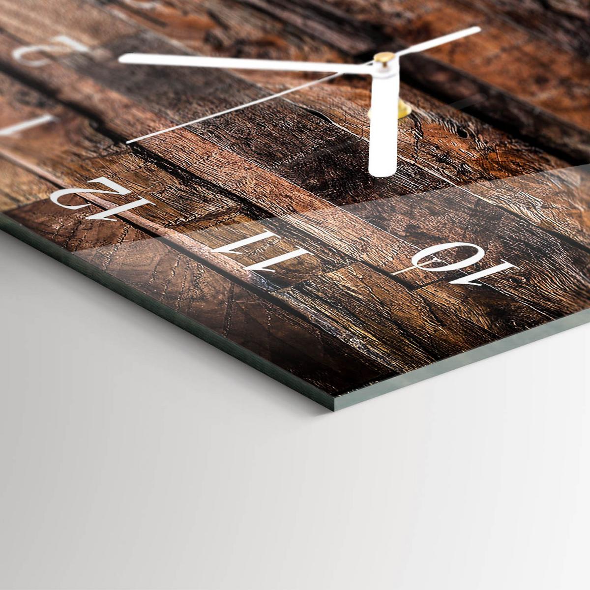 WANDUHR aus Glas 60x30 cm - Holz - Braun, Glas (60/30/0.4cm) - TULUP