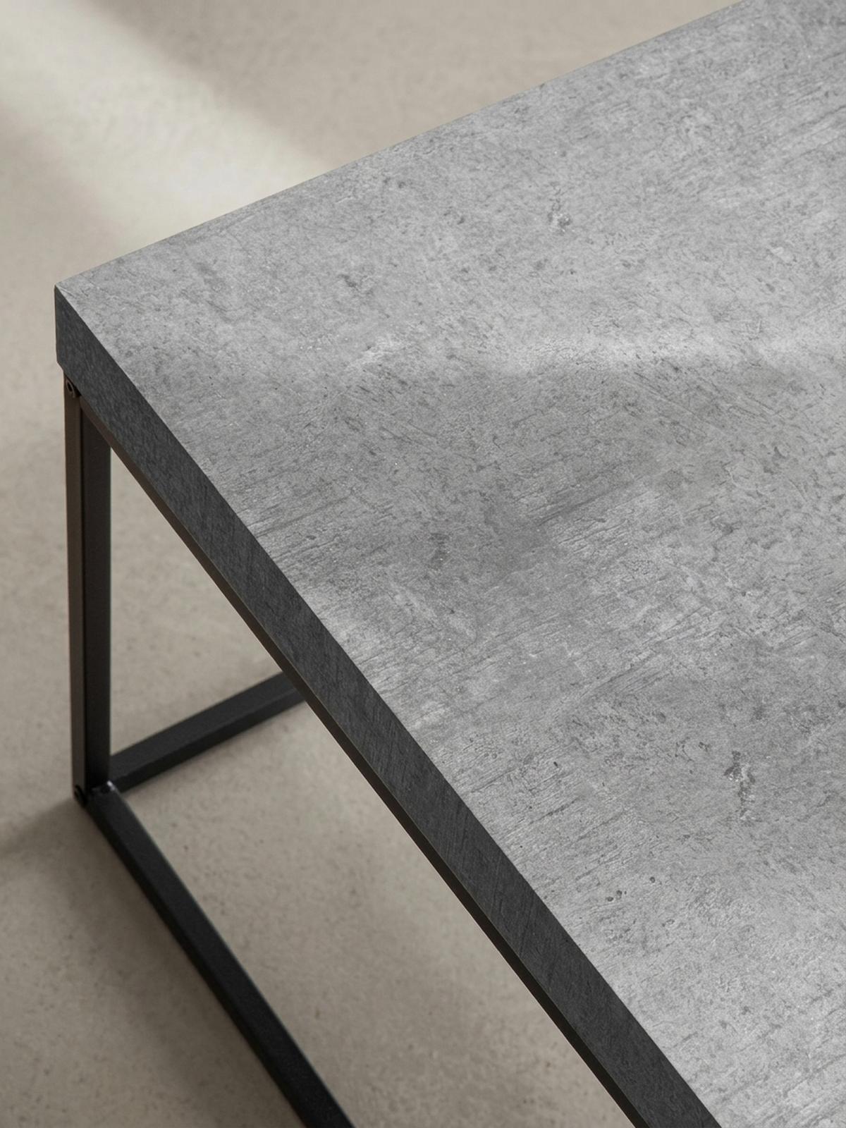 COUCHTISCH in Stein-Optik mit Metallbeinen, Modernes Design, Rechteckig, Groß, Grau 120x60x38 cm - Schwarz/Grau, Holzwerkstoff/Metall (60/120/38cm) - KADIMA DESIGN