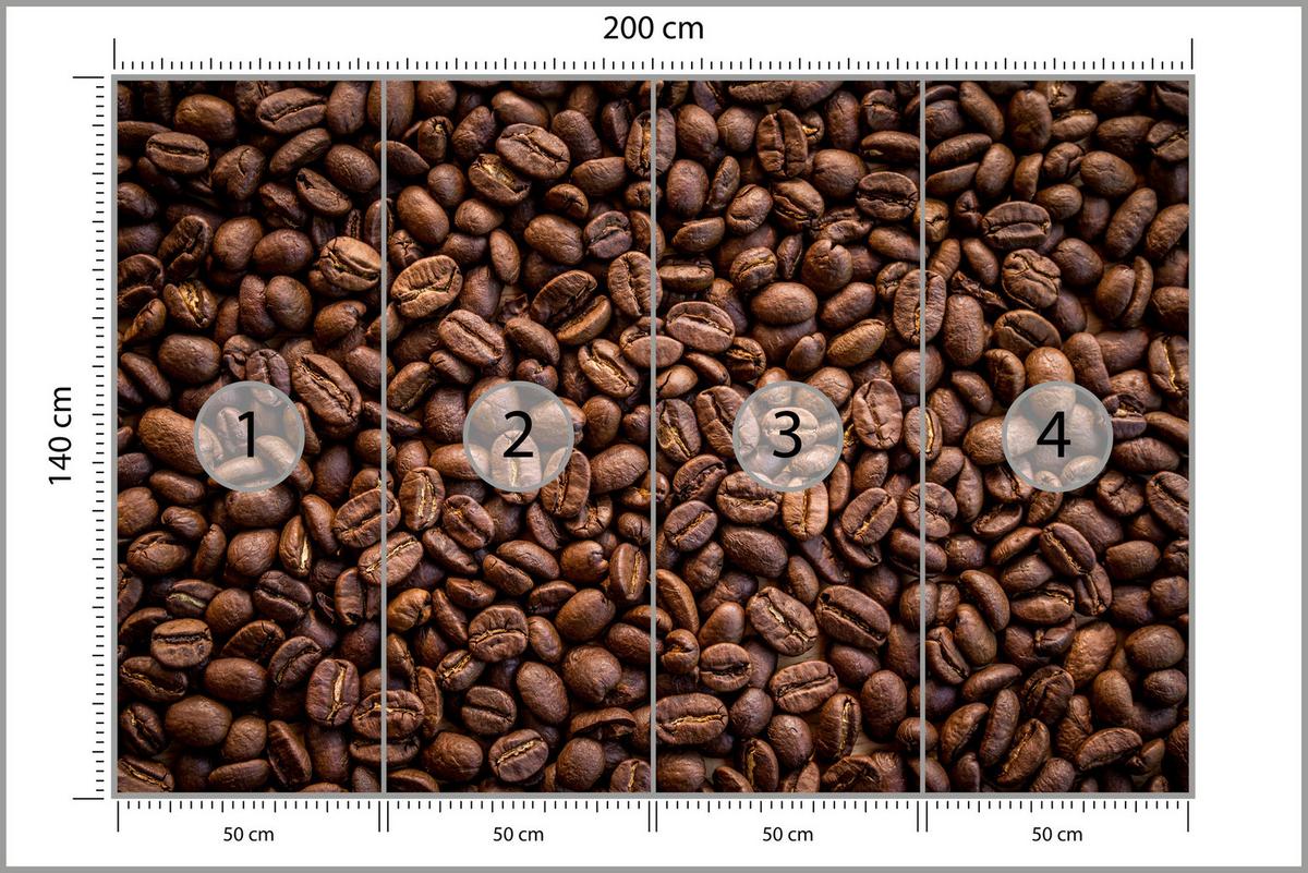 FOTOTAPETE für Esszimmer Kaffee Kaffeebohnen 3D 200x140 - Braun, Papier (200/140cm) - Muralo