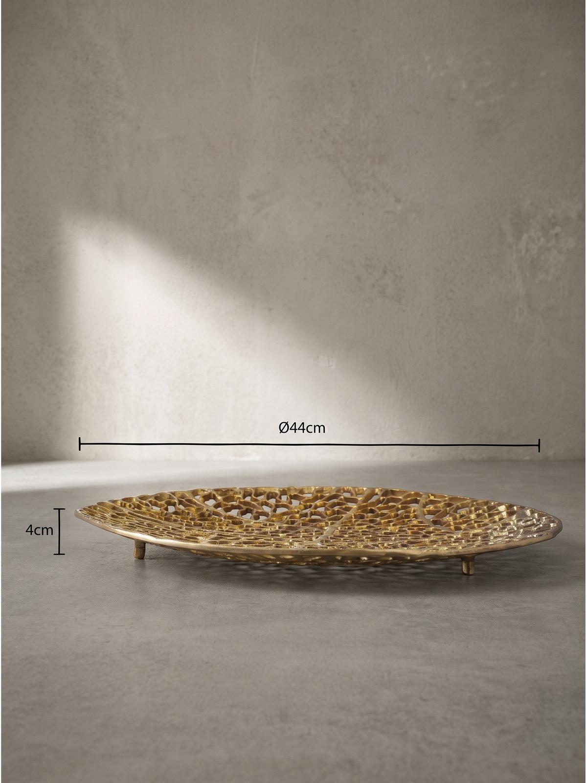 DEKOSCHALE ASTLUX, Aluminium, handgefertigt, Gold, Ø 44 x 4 cm - Goldfarben, Metall (44/4cm) - KADIMA DESIGN