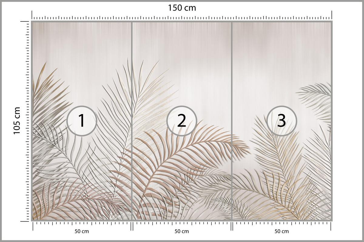 FOTOTAPETE für Schlafzimmer Beige Palmenblätter Delikat 150x105 - Beige/Braun, Papier (150/105cm) - Muralo