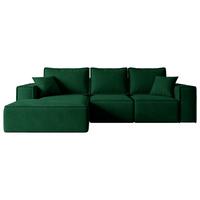 ECKSOFA mit Schlaffunktion und Bettkasten SERRA-L-S - 266x161x87 cm Grün Velours - Schwarz/Grün, Holzwerkstoff/Kunststoff (266/161cm) - ALTDECOR
