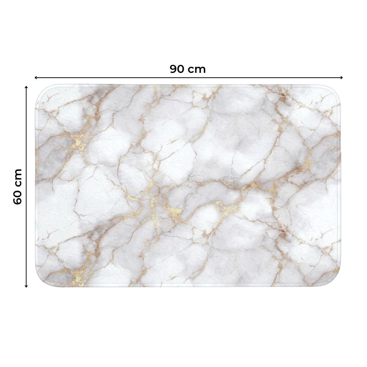 WC-VORLEGER Weiß - Gold - Marmor - Grau Toilettenteppich 90x60 cm - Weiß, Textil (90/1cm) - OnlyWow