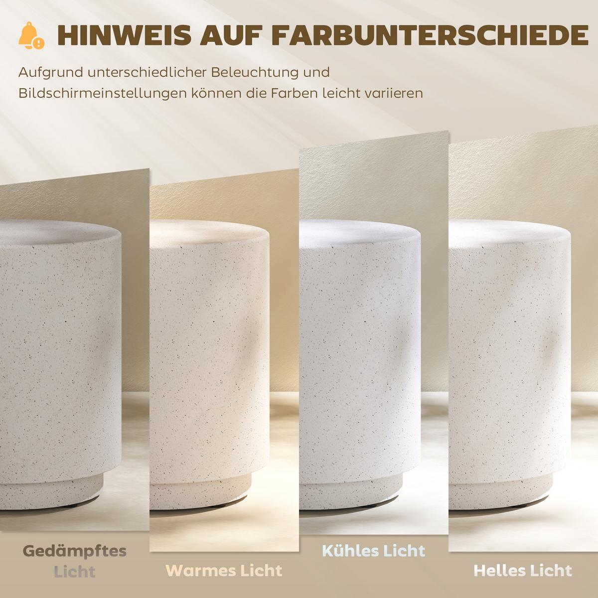 BEISTELLTISCH Anorganisches Erzpulver Cremeweiß - Creme, Naturmaterialien (37/37/43cm) - HOMCOM