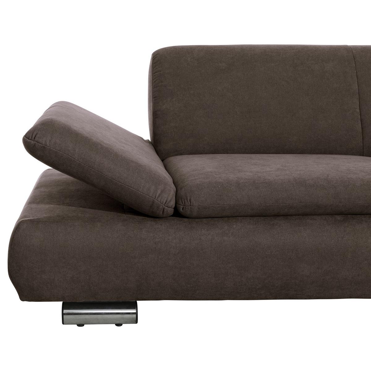 ECKSOFA mit Ottomane rechts Kaye Flachgewebe schoko - Mokka, Kunststoff (190/270cm) - 58aufmkessel