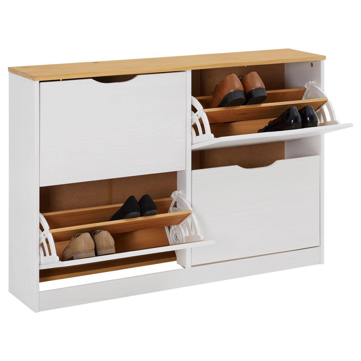 SCHUHSCHRANK BASIL weiß/braun - Weiß/Braun, Holz (115/79/25cm) - IDIMEX
