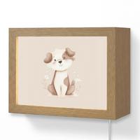 WANDLEUCHTE Hund - Gefleckt - Braun 20x15 cm - Beige, Holzwerkstoff (20/15/8cm) - OnlyWow