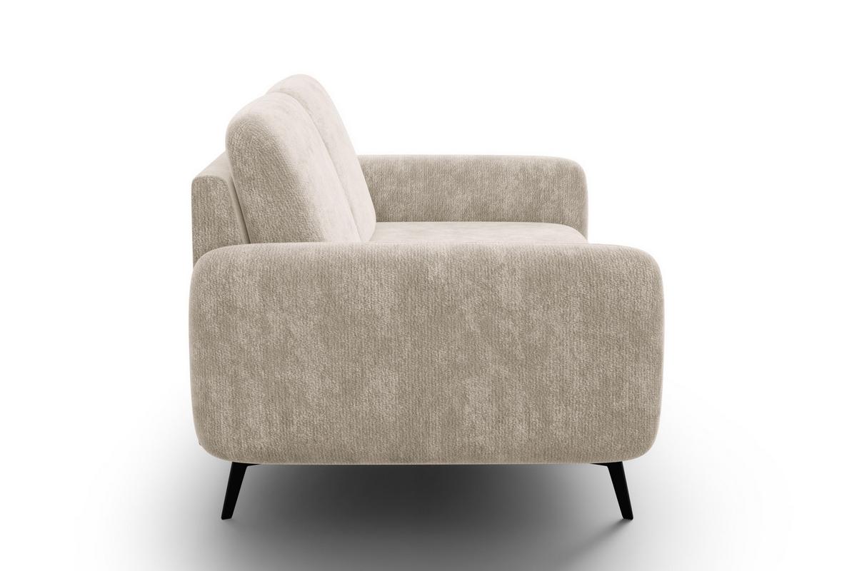 SOFA FEBE 2-Sitzer, cremefarbener Chenille-Stoff - Creme/Schwarz, Holz/Textil (160/82/96cm) - Wozimo