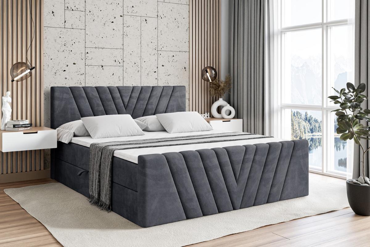 BOXBETT ERNINA-Z - 180x200 cm - H4 - Dunkelgrau - Dunkelgrau, Holzwerkstoff (180/200cm) - ALTDECOR