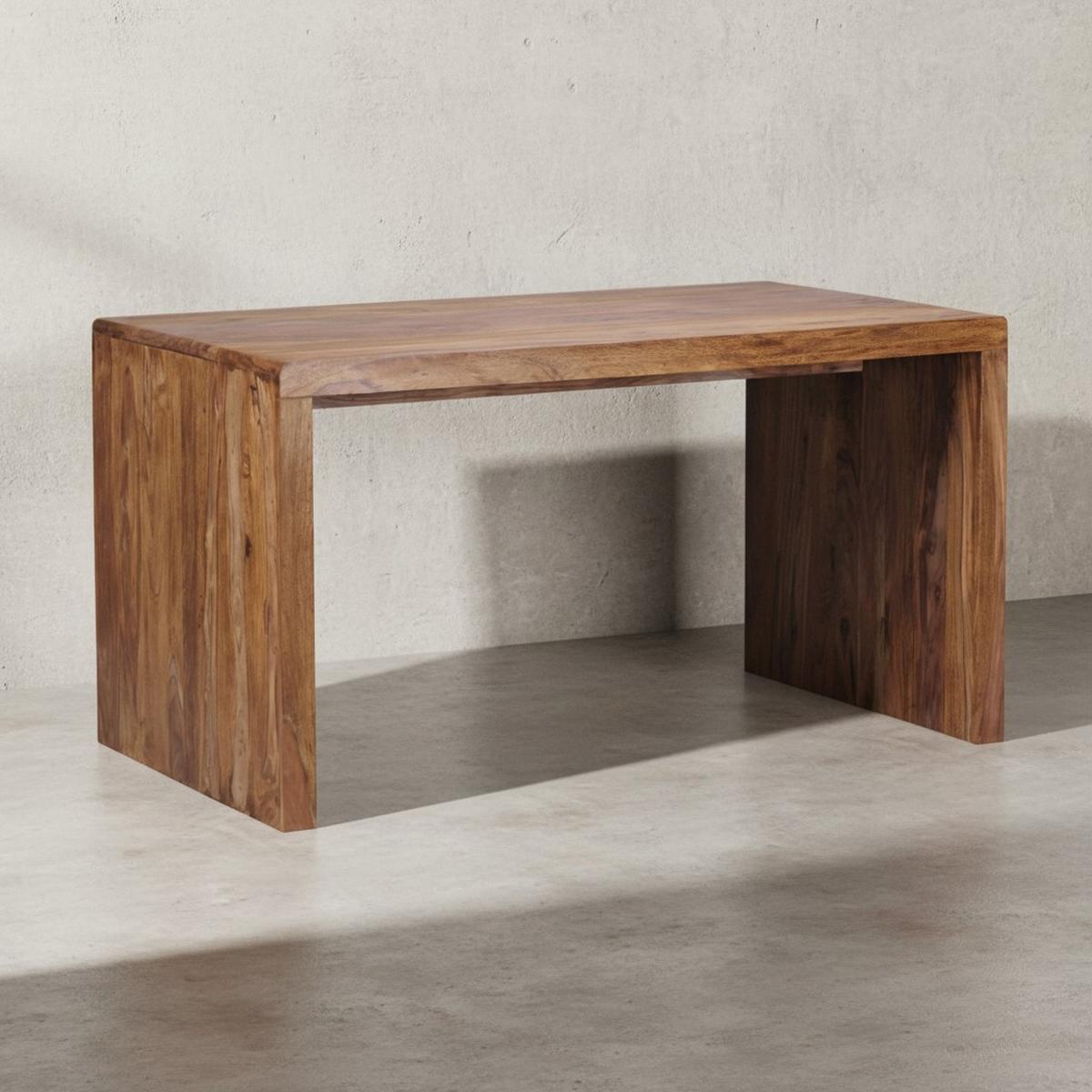 SCHREIBTISCH Massivholz Stauraum Abgerundete Ecken, Braun 140x80x76 cm - Braun, Holz (80/140/76cm) - KADIMA DESIGN