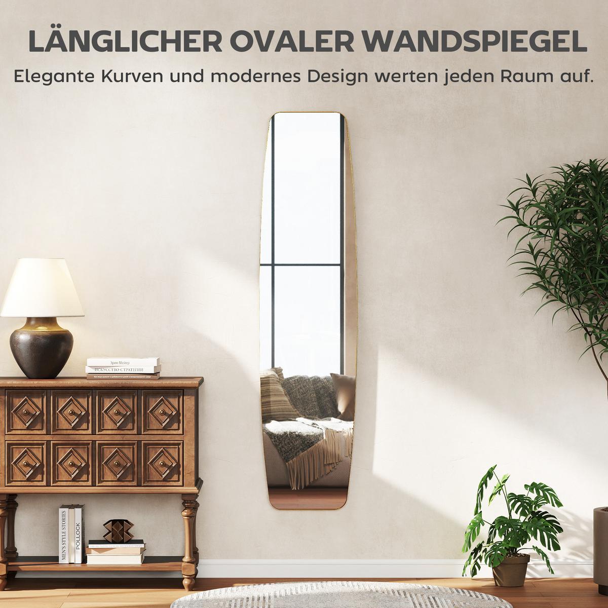 WANDSPIEGEL Glas MDF Gold - Goldfarben, Glas/Metall (40/3/160cm) - HOMCOM