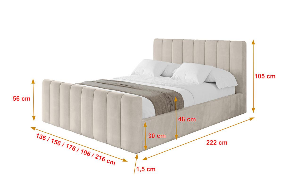 POLSTERBETT mit Bettkasten, Fußteil und Lattenrost, Boxbett mit Matratze H3/H4 - STERA-Z 160x200 Beige - Beige, Holzwerkstoff/Textil (160/200cm) - ALTDECOR