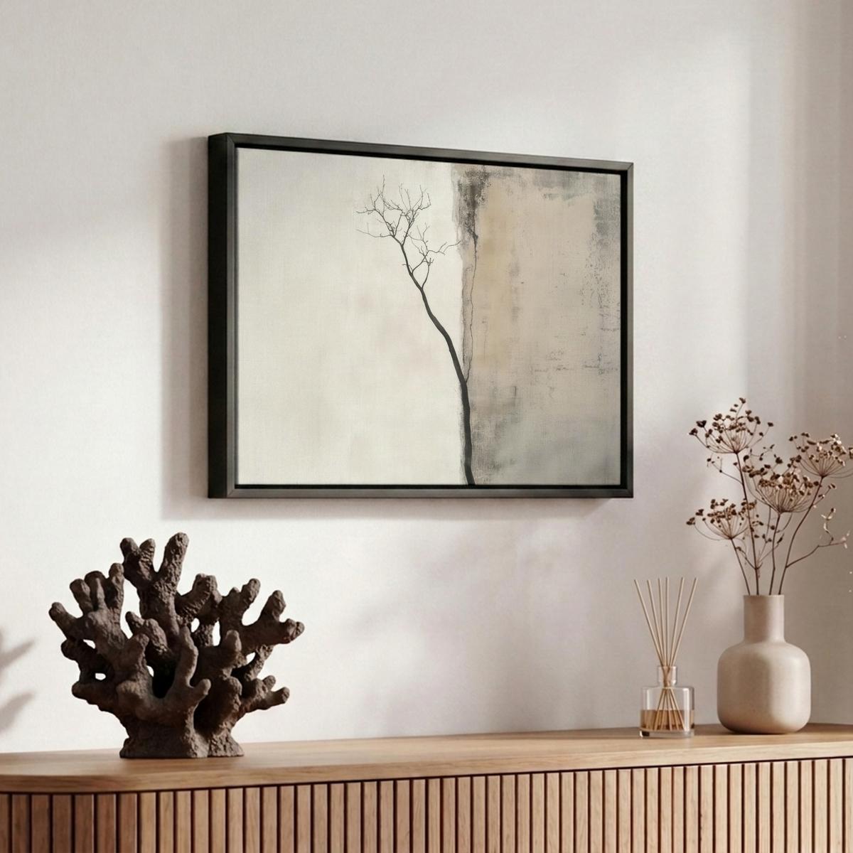LEINWAND Bilder mit Rahmen - Wabi sabi - Pflanze - Beige - 30x20 - Taupe, Textil (30/20cm) - MuchoWow