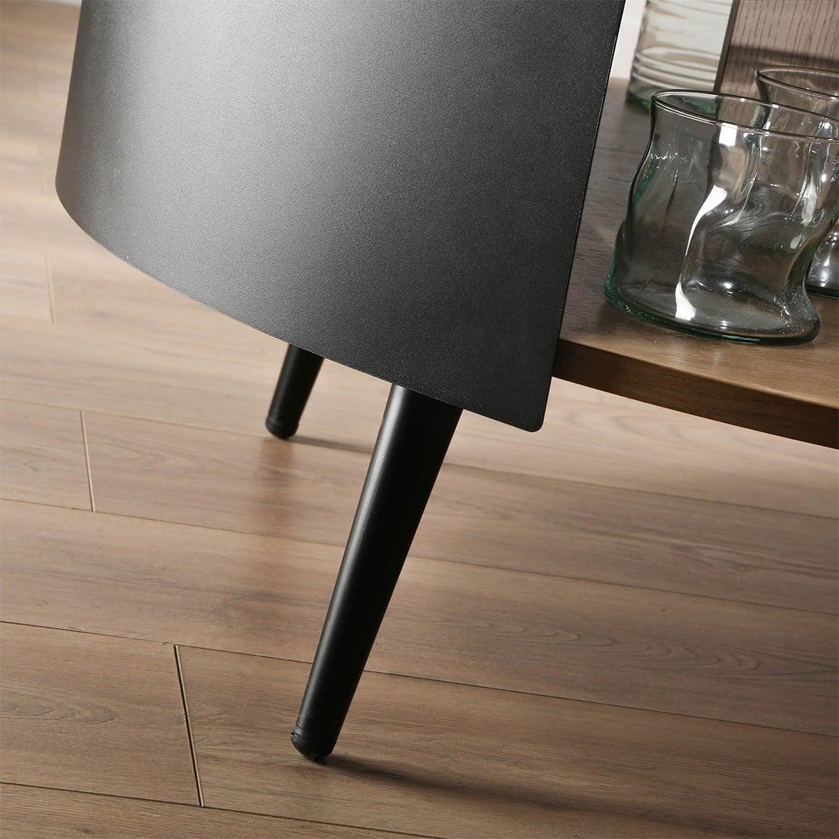 COUCHTISCH mit 2 Ebenen und schwarzen Metallseiten eklo 80/39/80 cm - Eichefarben, Holzwerkstoff (89/80/39cm) - Calicosy