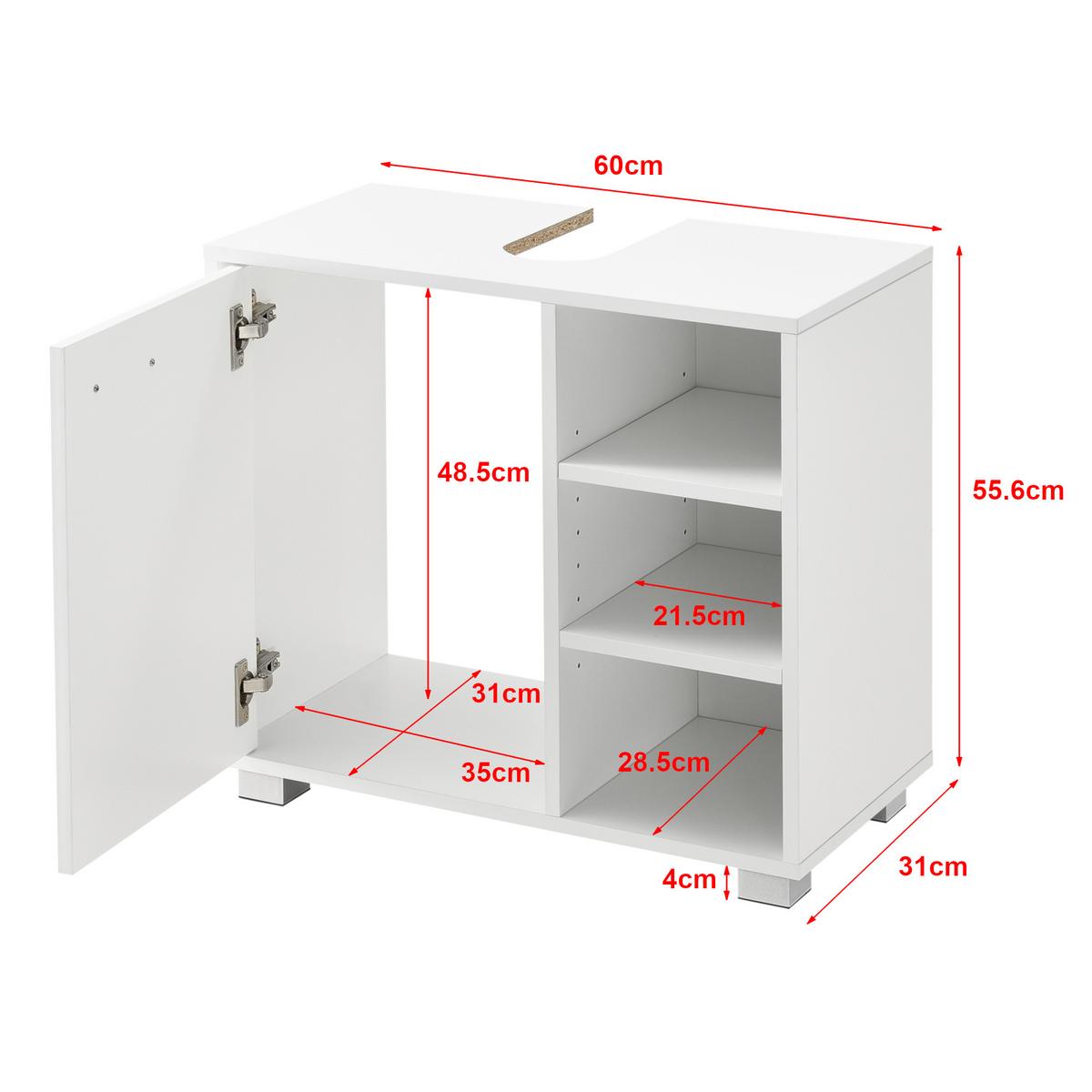WASCHBECKENUNTERSCHRANK Narvik - Weiß, Holzwerkstoff (60/55.6/31cm) - [en.casa]