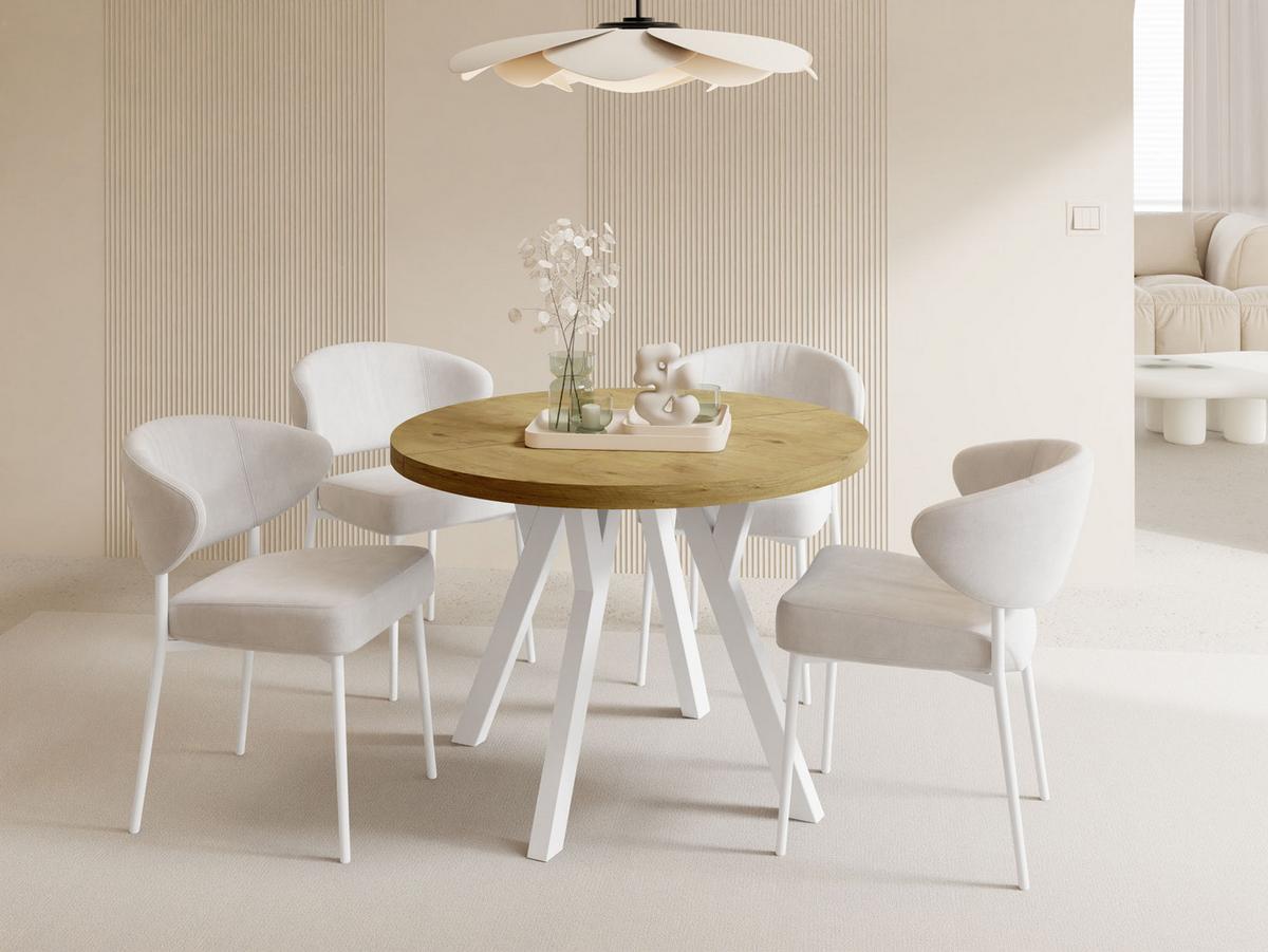 ESSTISCH Twixy XXL groß rund oval ausziehbar, Eiche Hell Braun 100-250/100/76 cm - Eichefarben/Weiß, Holz/Holzwerkstoff (100/250/76cm) - WFL GROUP
