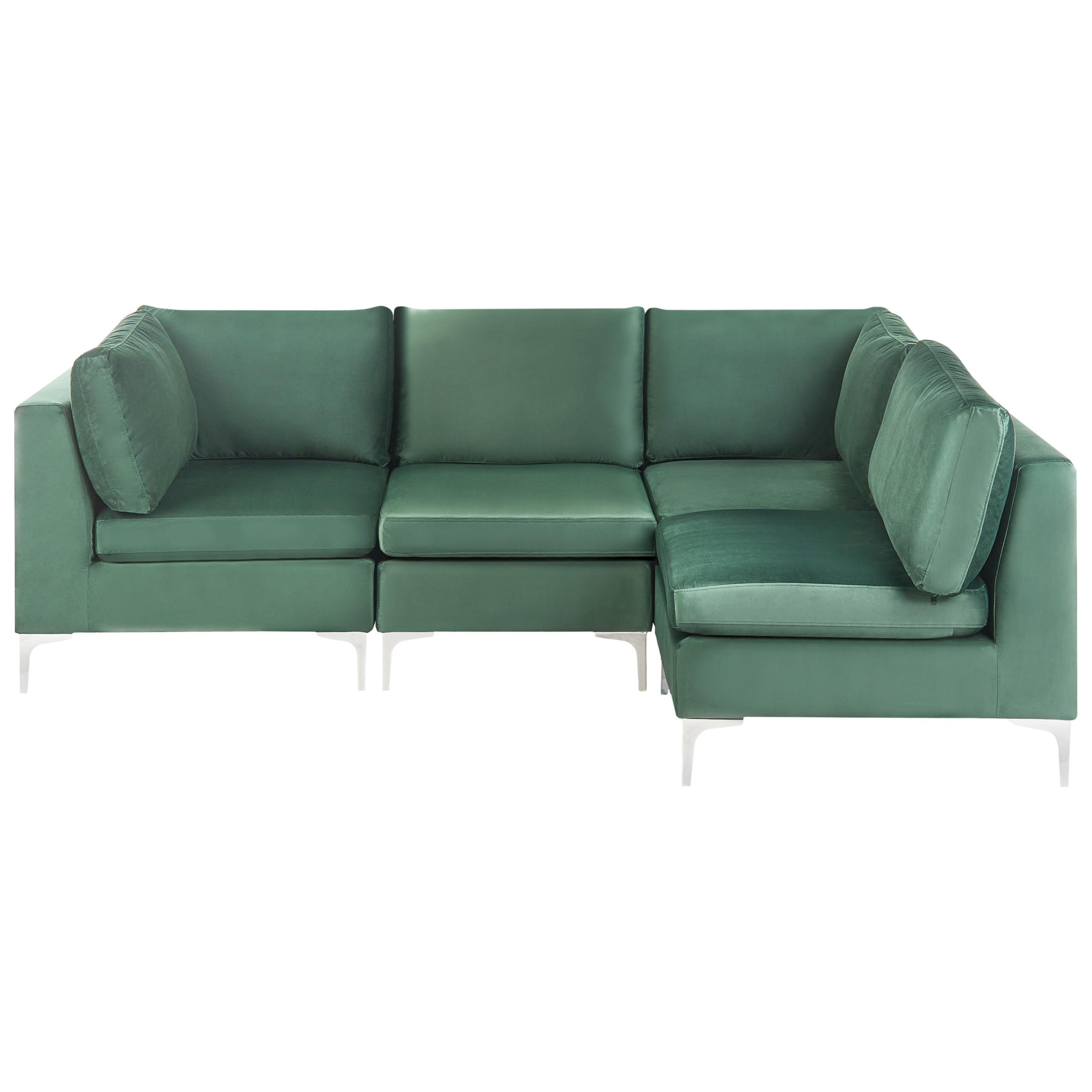 ECKSOFA Modul 4-Sitzer linksseitig Grün Samtstoff Evja - Grün, Textil (235/150cm) - Beliani